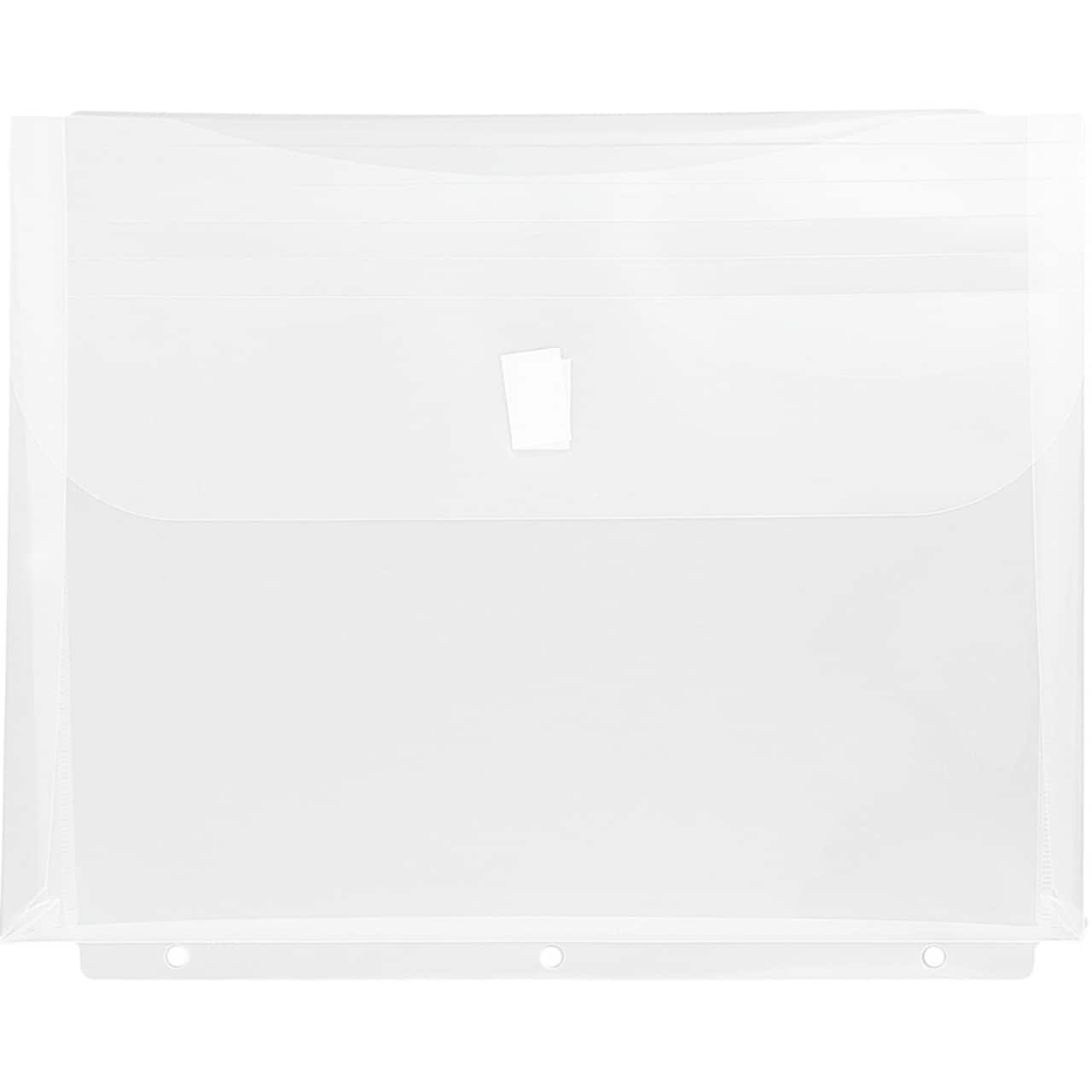 JAM Paper 9.5" x 11.5" Hook & Loop Closure 3-Hole Punch Plastic Envelopes, 12ct.
